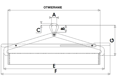 rys. HF -półautomatyczny chwytak do beczek leżących wymiary