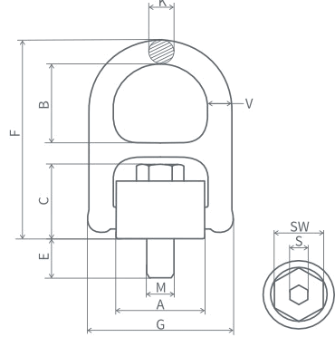 Śruba calowa z uchem uchylno-obrotowym WSC